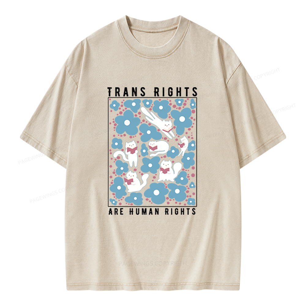 Pagewings Trans Rights Are Human Rights Unisex Washed T-shirt