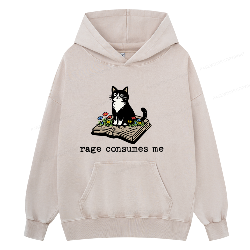 Pagewings Rage Consumes Me Unisex Washed Hoodie