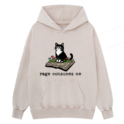 Pagewings Rage Consumes Me Unisex Washed Hoodie