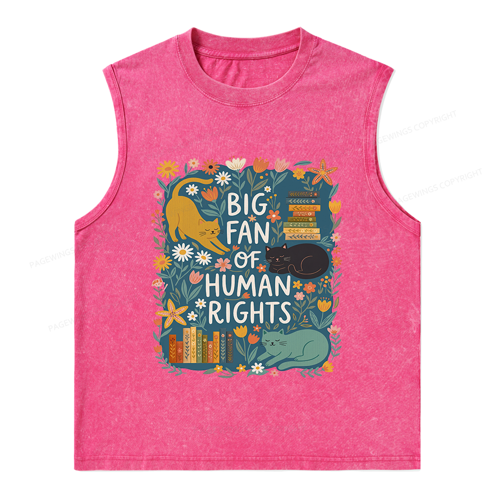 Pagewings Big Fan Of Human Rights Unisex Washed Tank Top
