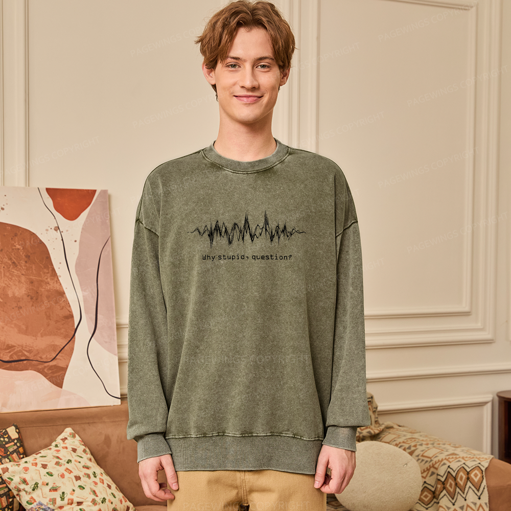 Pagewings Why Stupid Question Unisex Washed Sweatshirt
