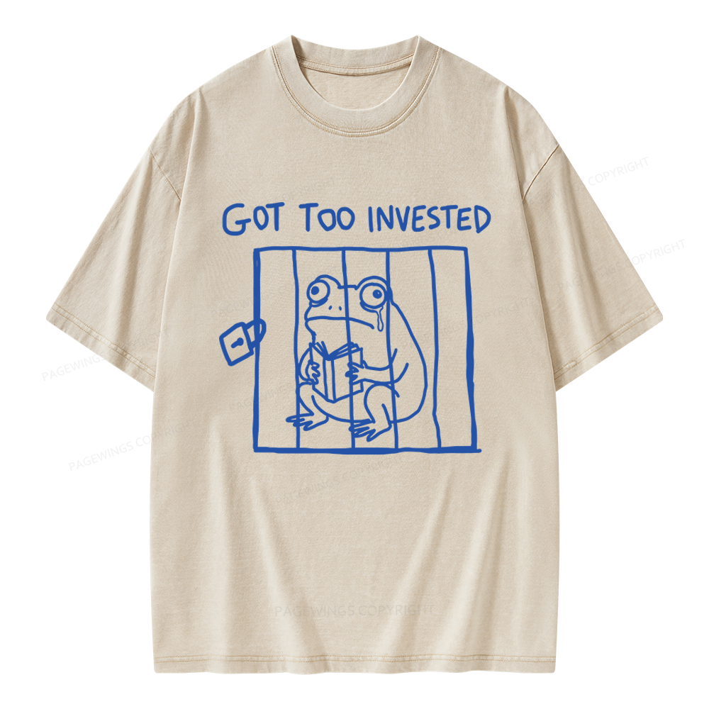 Pagewings Got Too Invested Unisex Washed T-shirt
