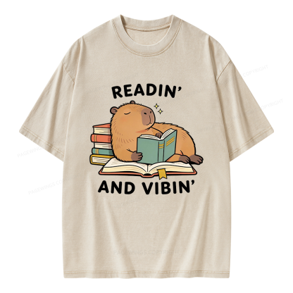 Pagewings Readin' And Vibin' Unisex Washed T-shirt