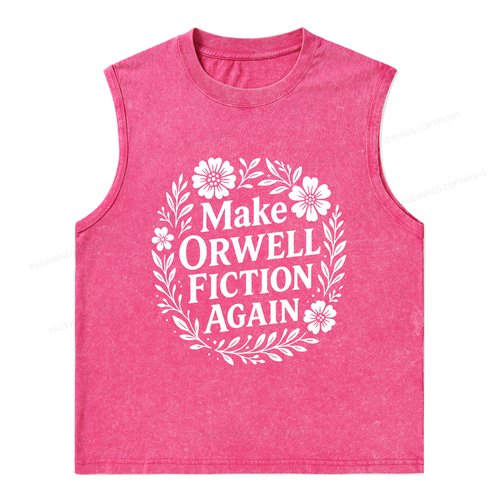 Pagewings Make Orwell Fiction Again Unisex Washed Tank Top