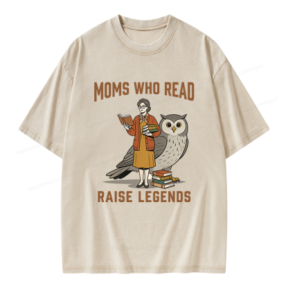 Pagewings Moms Who Read Raise Legends Unisex Washed T-shirt