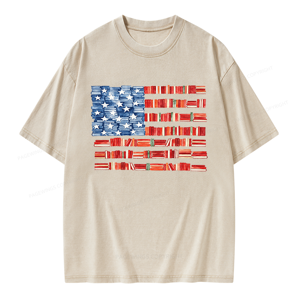 Pagewings Book Flag Unisex Washed T-shirt