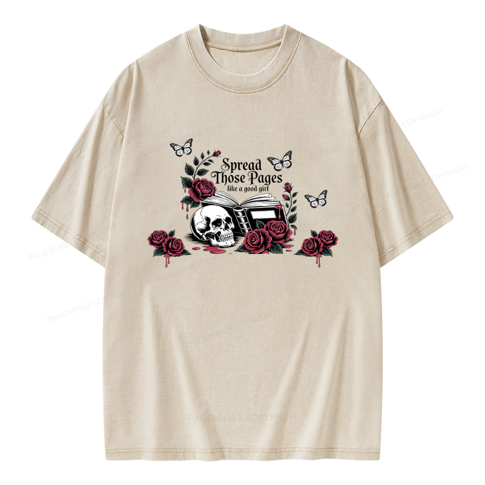 Pagewings Dark Academia Book Lover Unisex Washed T-shirt
