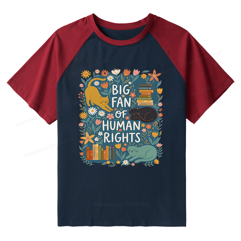 Pagewings Big Fan Of Human Rights Raglan T-shirt