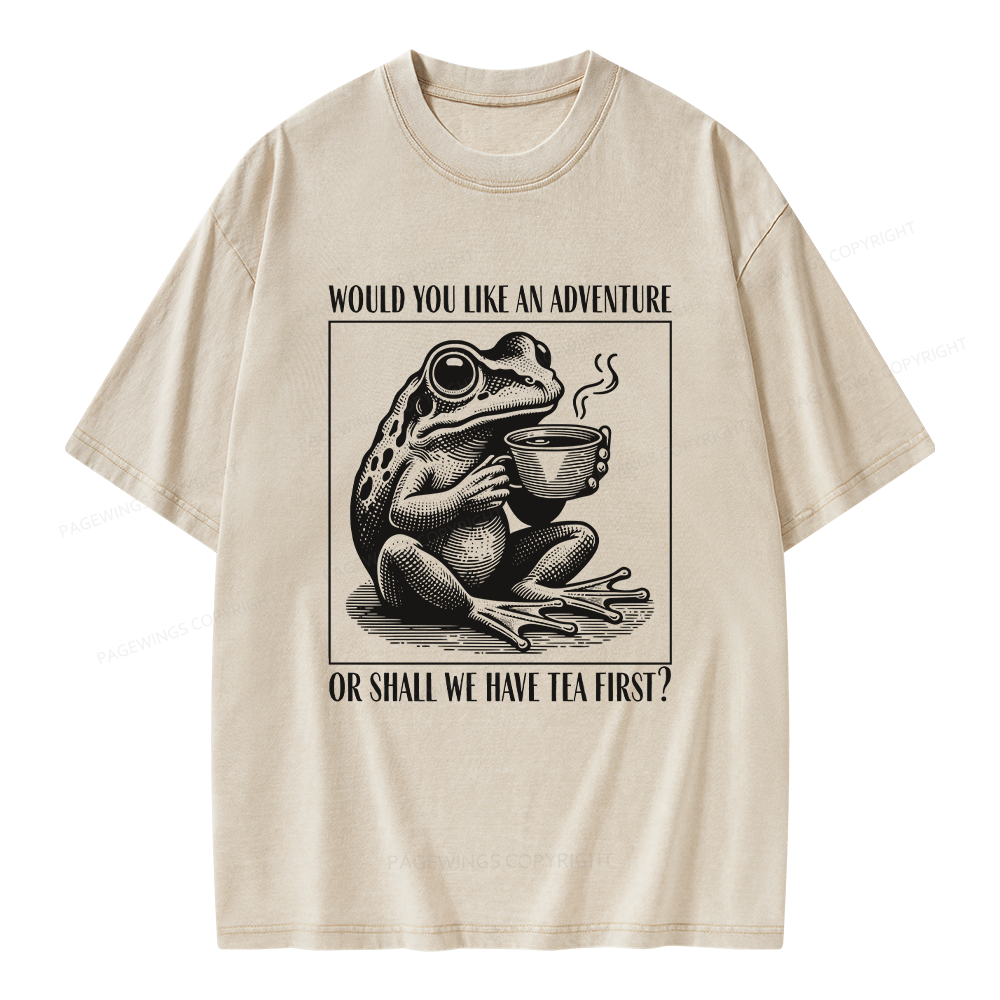 Pagewings Funny Frog Unisex Washed T-shirt