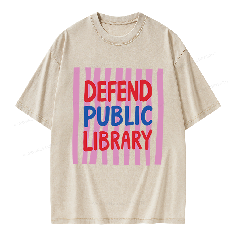 Pagewings Defend Public Library Unisex Washed T-shirt