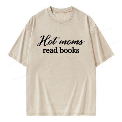 Pagewings Hot Moms Read Books Unisex Washed T-shirt