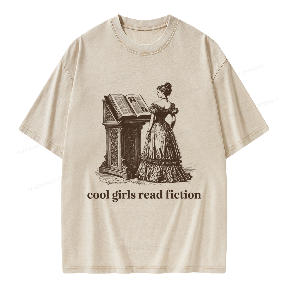 Pagewings Cool Girls Read Fiction Unisex Washed T-shirt