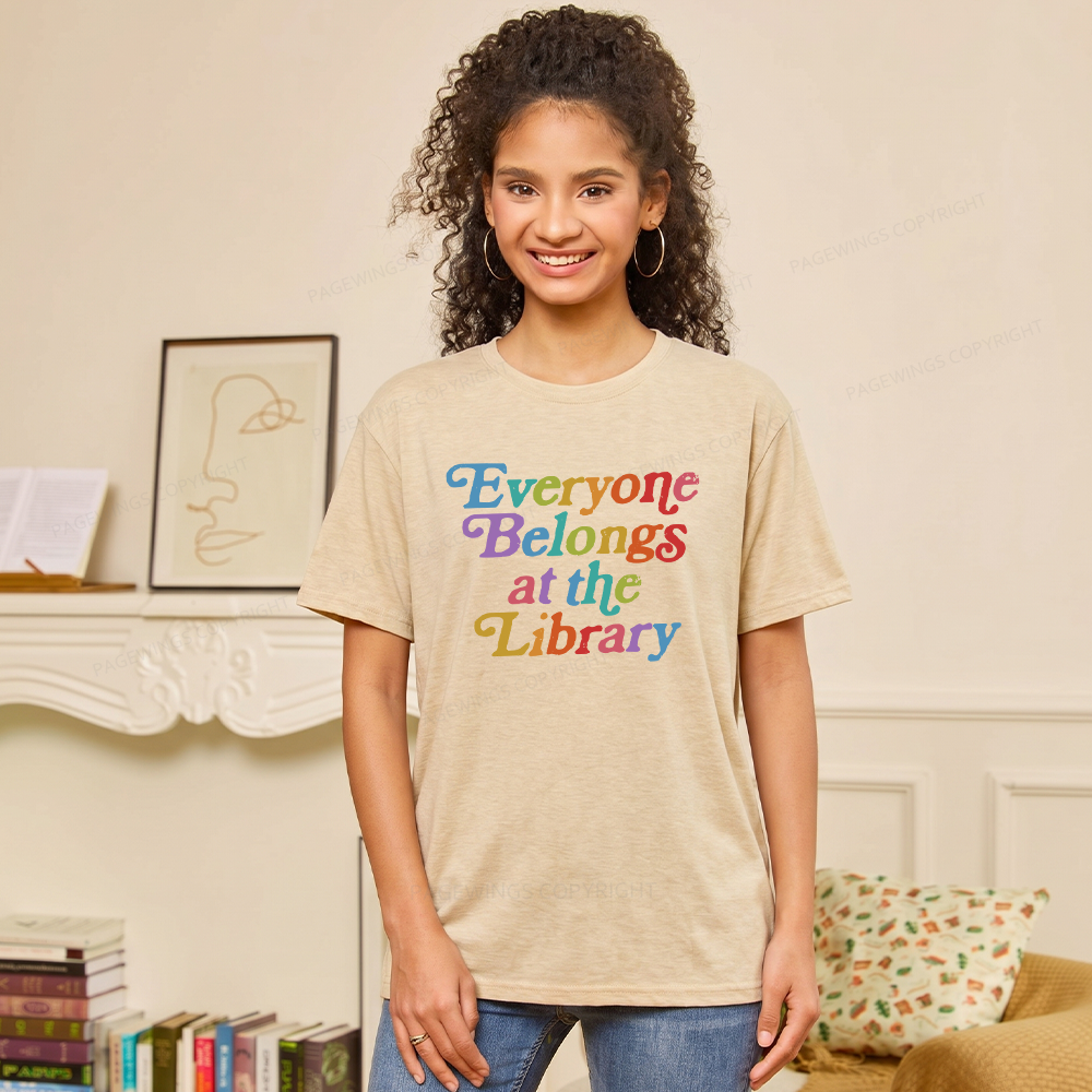 Pagewings Soft Everyone belongs at the library Unisex Heather T-Shirt