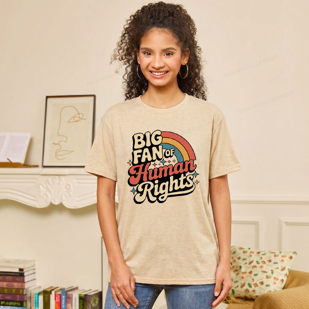 Pagewings Soft Big Fan of Human Rights Unisex Heather T-Shirt