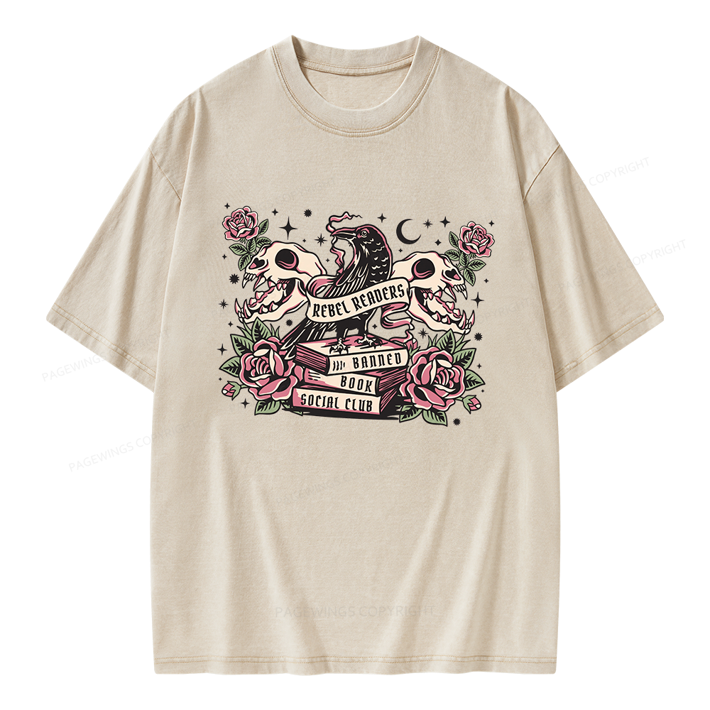 Pagewings Rebel Readers Banned Book Social Club Unisex Washed T-shirt