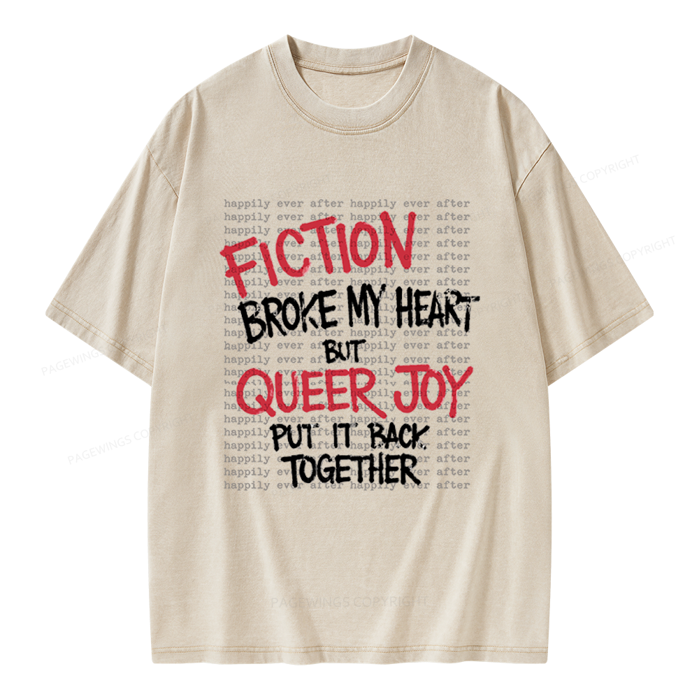 Pagewings Fiction Broke My Heart Unisex Washed T-shirt
