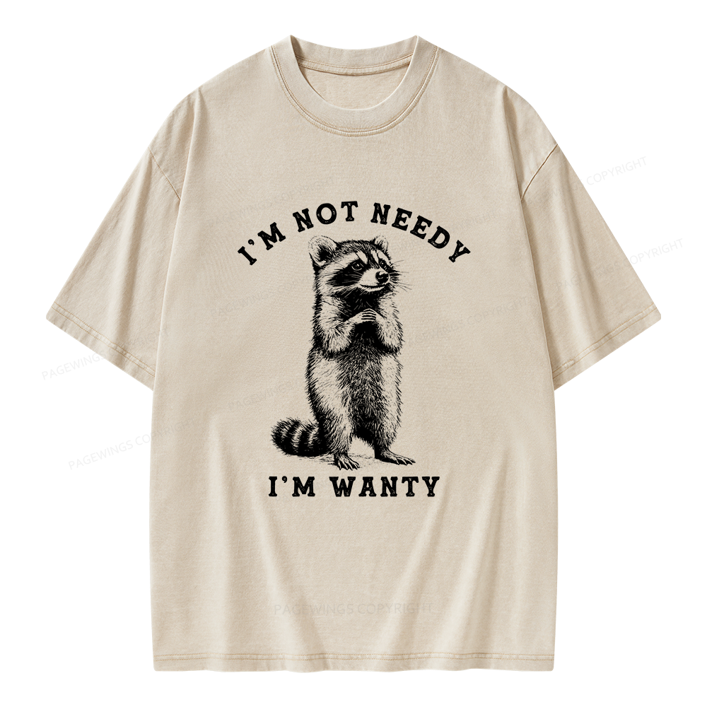 Pagewings Funny Raccoon Unisex Washed T-shirt
