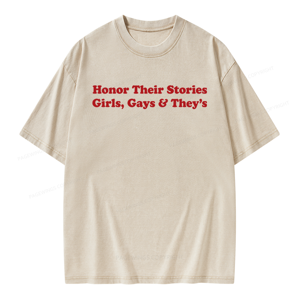 Pagewings Honor Their Stories Unisex Washed T-shirt