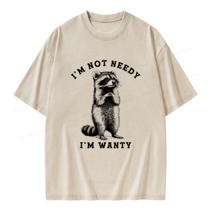 Pagewings Funny Raccoon Unisex Washed T-shirt