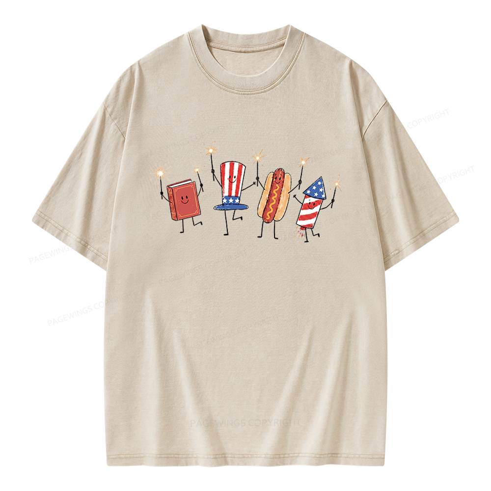 Pagewings Funny Sumer 250th Unisex Washed T-shirt