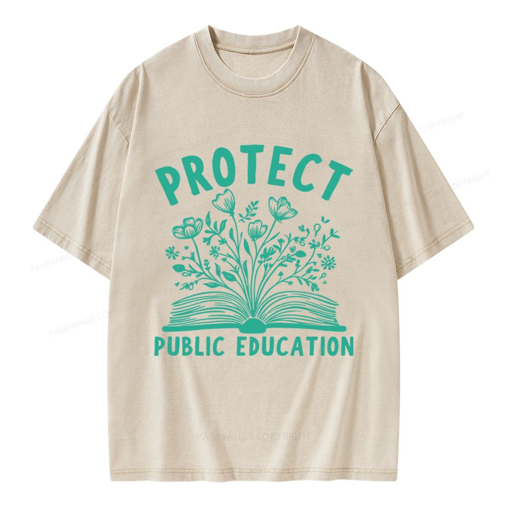 Pagewings Protect Public Education Unisex Washed T-shirt
