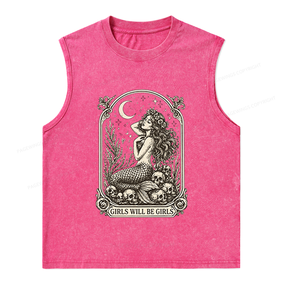 Pagewings Girls Will Be Girls Unisex Washed Tank Top