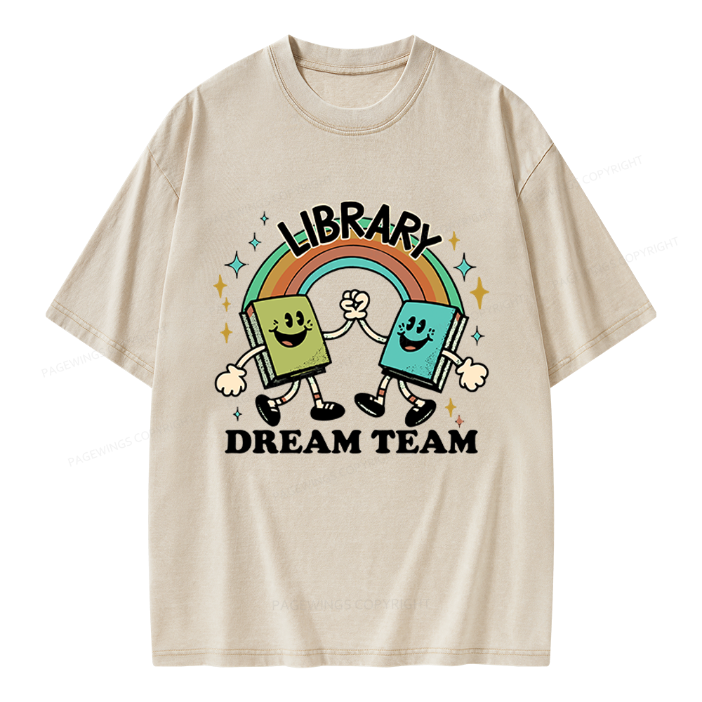 Pagewings Library Dream Team Funny Unisex Washed T-shirt
