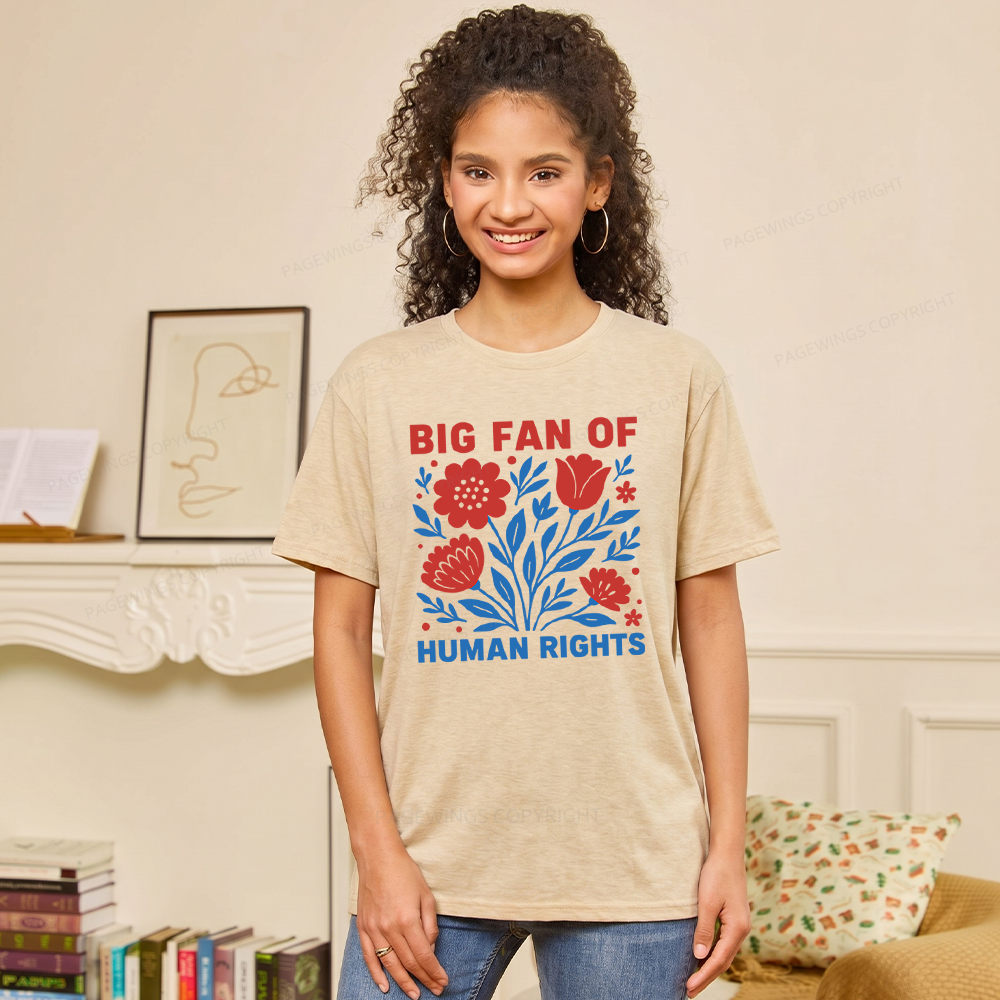 Pagewings Soft Big Fan Of Human Rights Unisex Heather T-Shirt