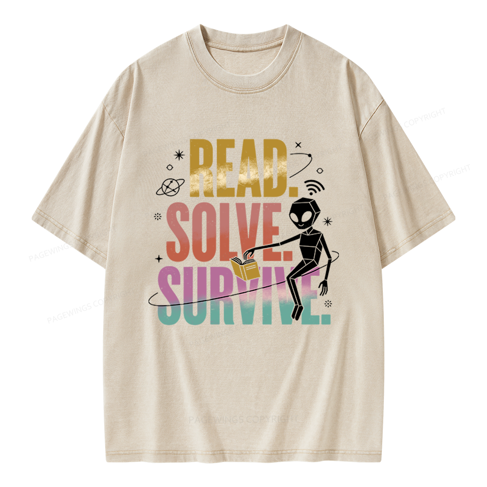 Pagewings Read Solve Survive Unisex Washed T-shirt
