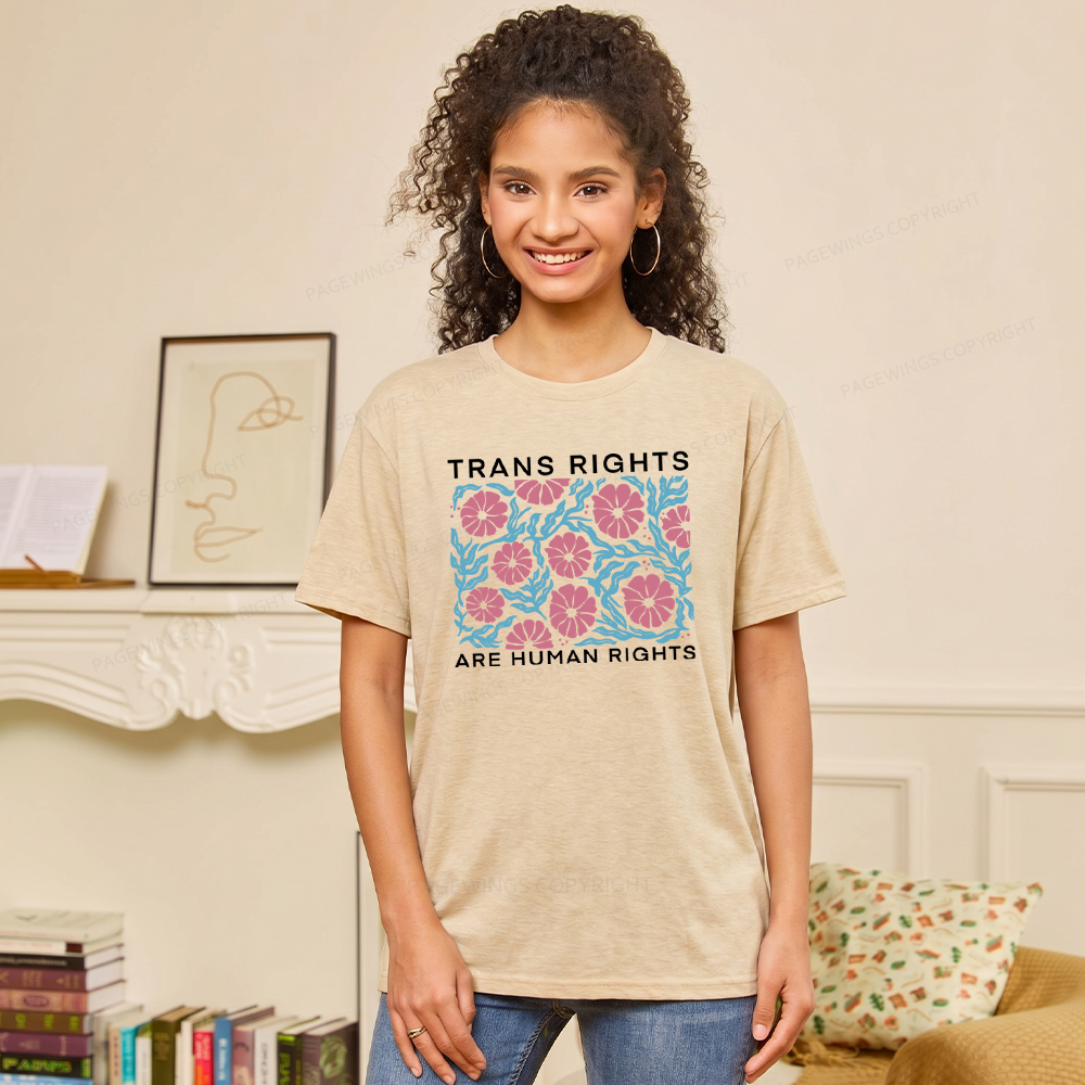 Pagewings Soft Trans Rights Are Human Rights Unisex Heather T-Shirt