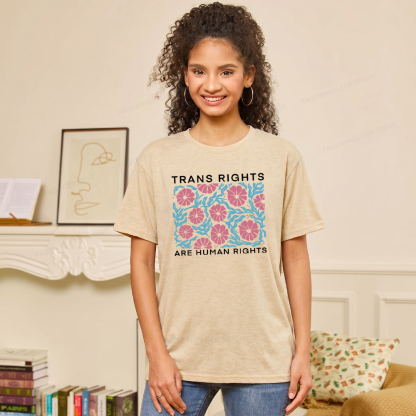 Pagewings Soft Trans Rights Are Human Rights Unisex Heather T-Shirt