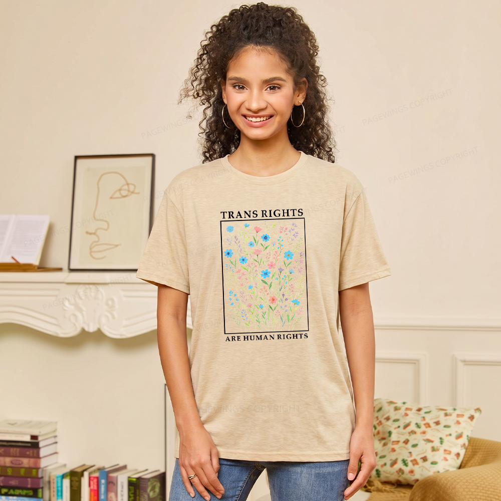 Pagewings Soft Trans Rights Are Human Rights Unisex Heather T-Shirt