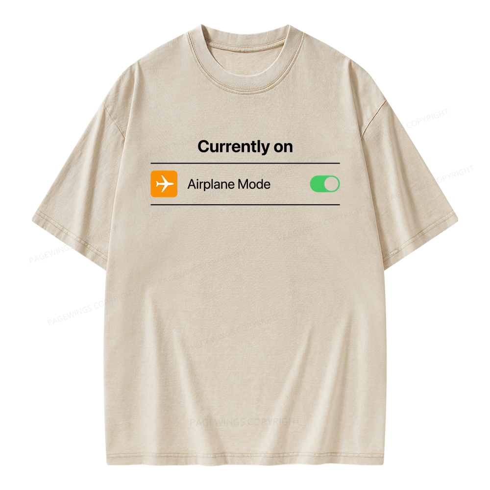 Pagewings Airplane Mode On Unisex Washed T-shirt