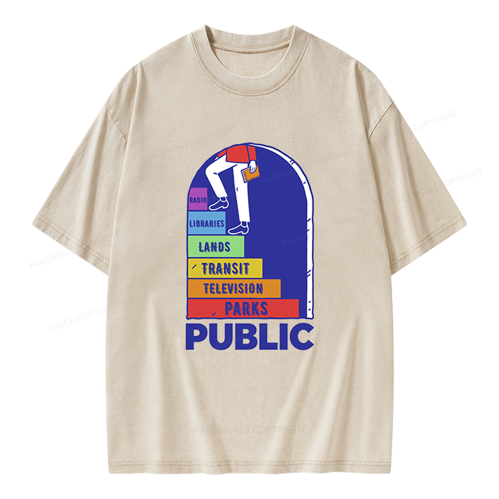 Pagewings Public Library Unisex Washed T-shirt