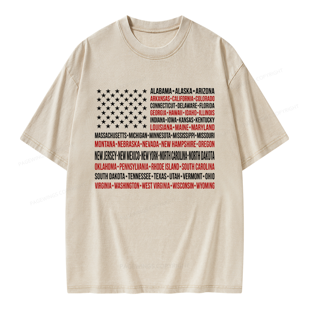 Pagewings Retro American Flag Unisex Washed T-shirt