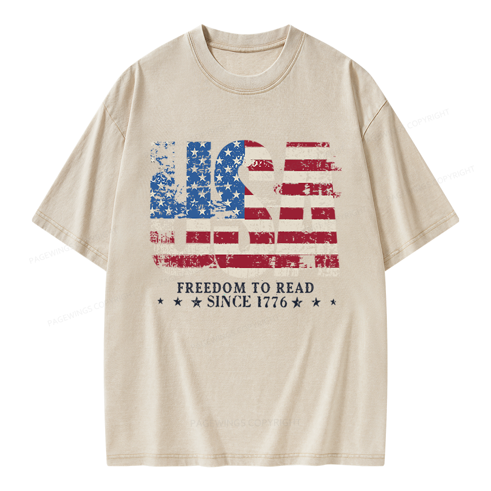 Pagewings Retro American Flag Unisex Washed T-shirt