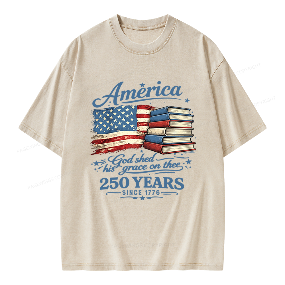 Pagewings Retro American Flag Unisex Washed T-shirt