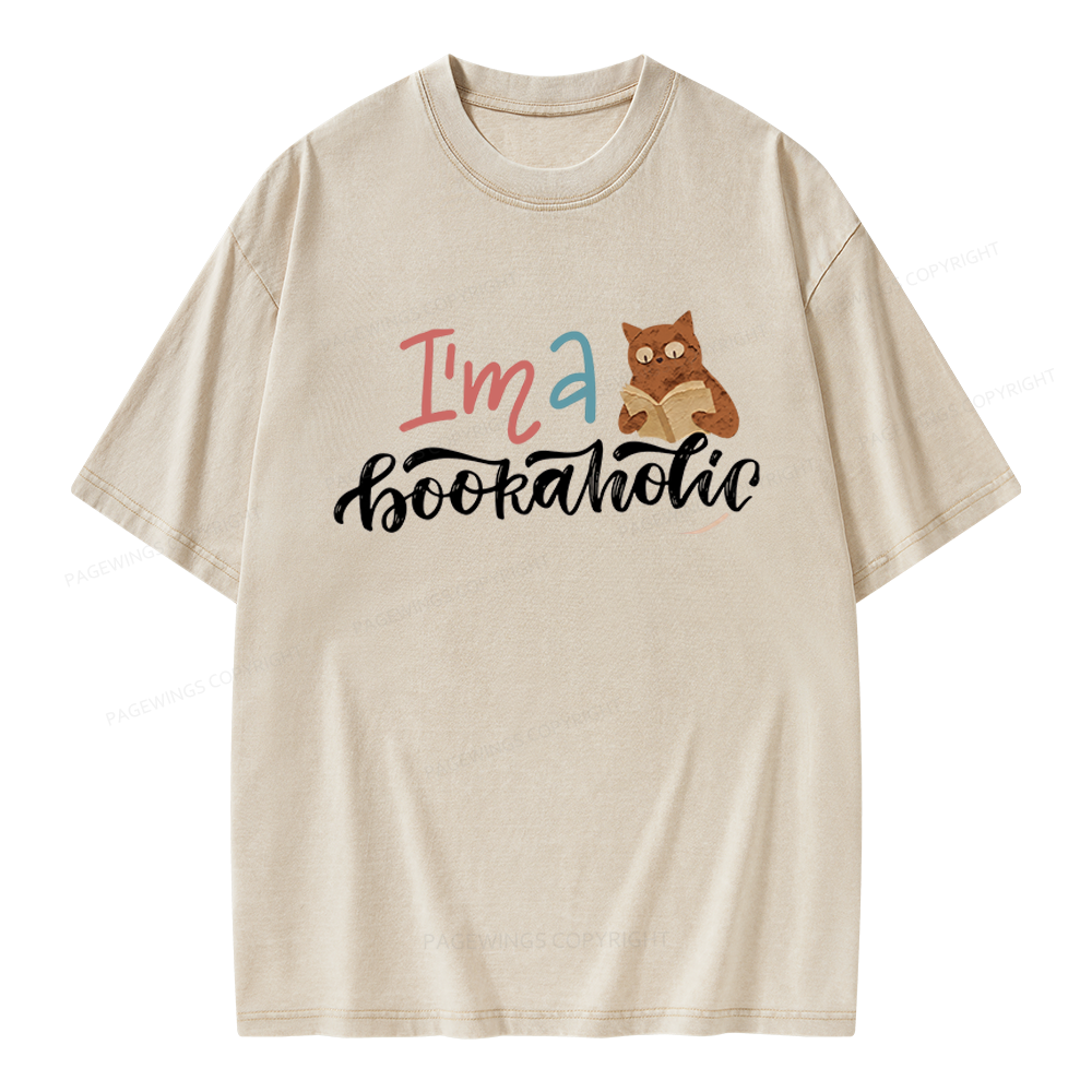 Pagewings I'm a Bookaholic Unisex Washed T-shirt