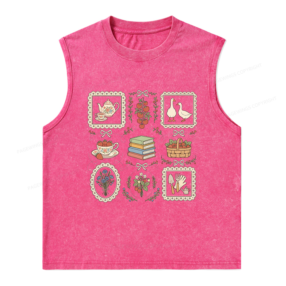 Pagewings Goose Reading Unisex Washed Tank Top