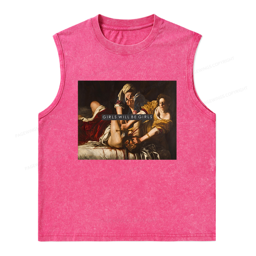 Pagewings Girls Will be Girls Unisex Washed Tank Top