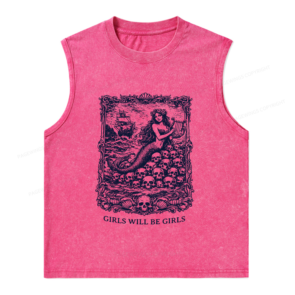Pagewings Girls Will Be Girls Unisex Washed Tank Top