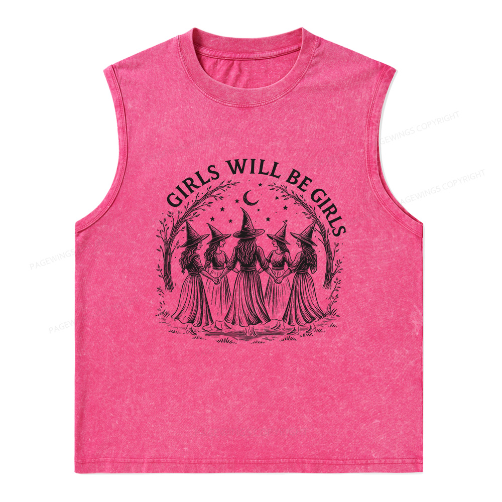 Pagewings Girls Will Be Girls Unisex Washed Tank Top
