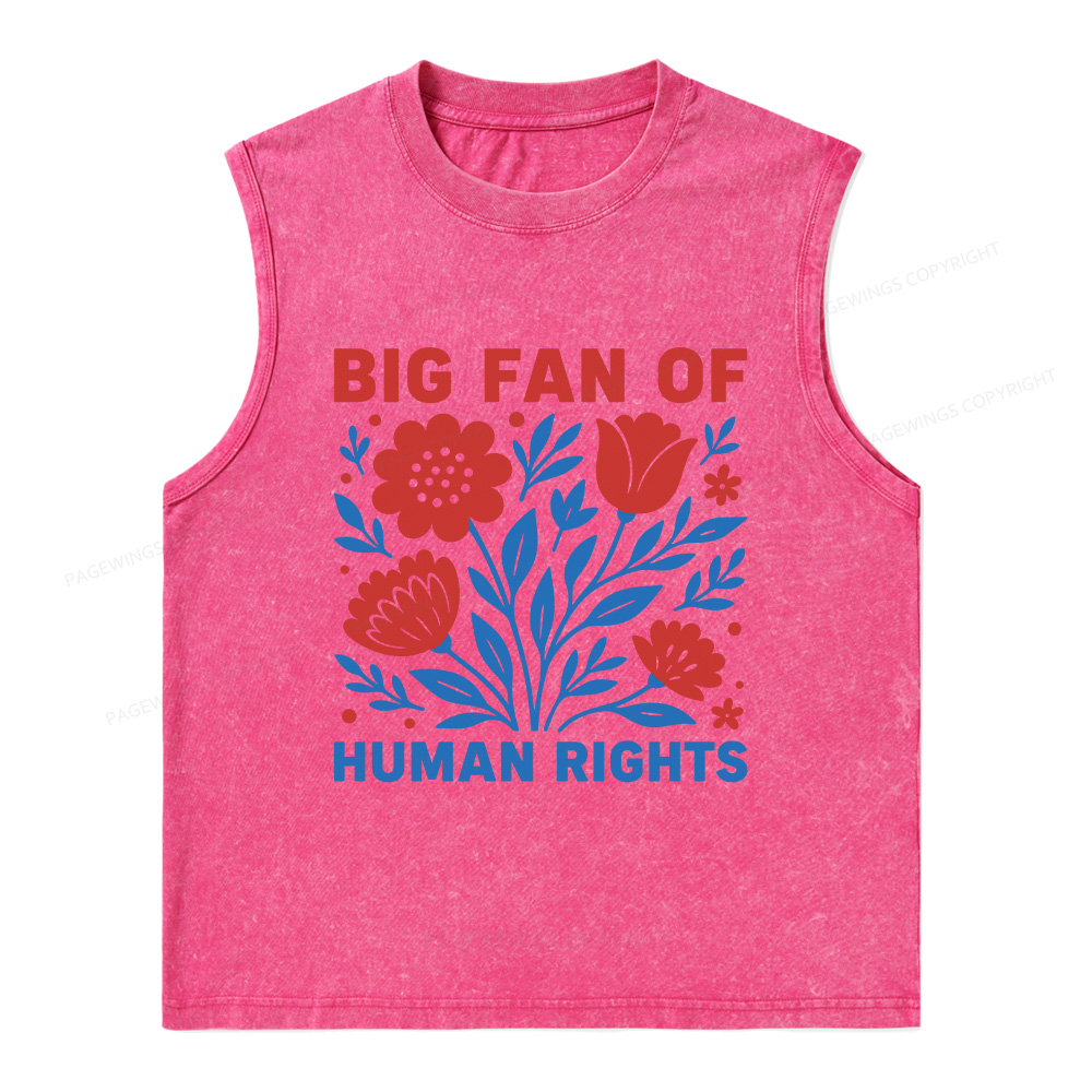 Pagewings Big Fan Of Human Rights Unisex Washed Tank Top