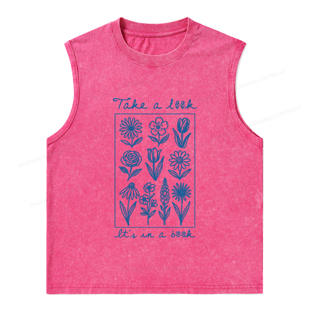 Pagewings Take A Look It’s In A Book Unisex Washed Tank Top