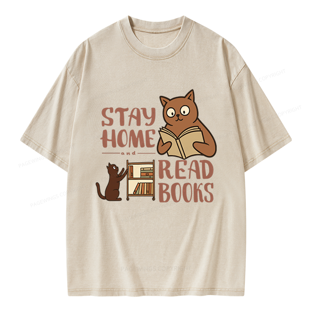 Pagewings Stay Home Read Books Unisex Washed T-shirt