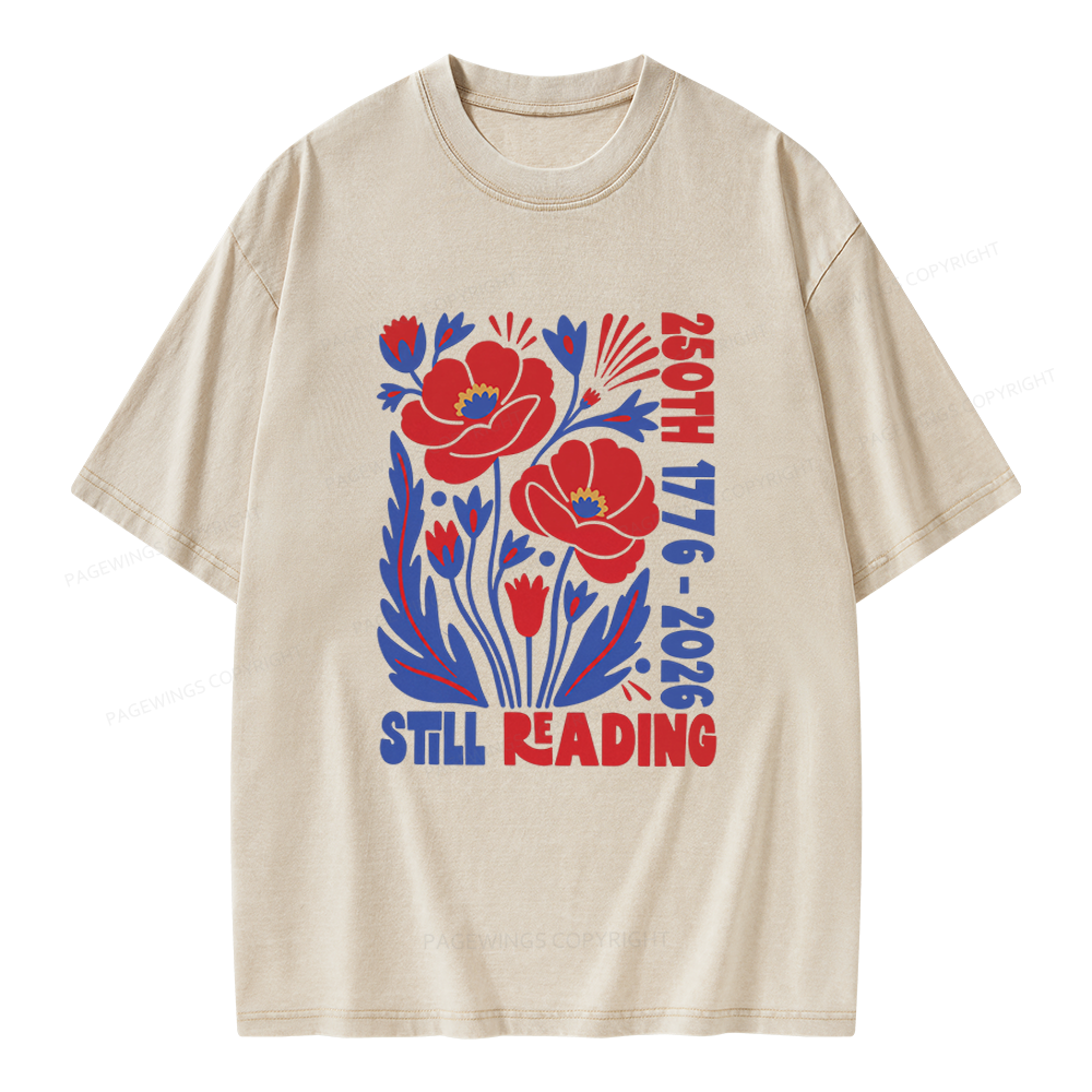 Pagewings Still Reading Unisex Washed T-shirt