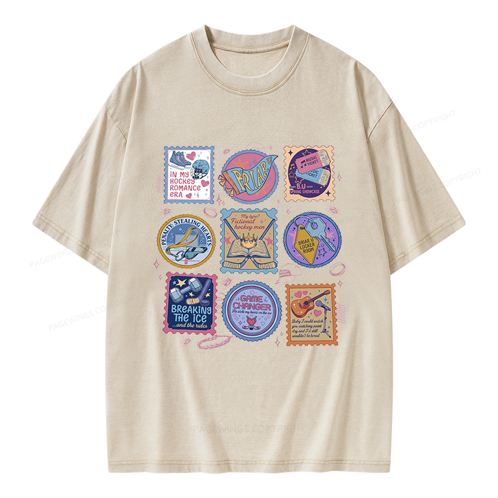 Pagewings Hockey Romance Unisex Washed T-shirt