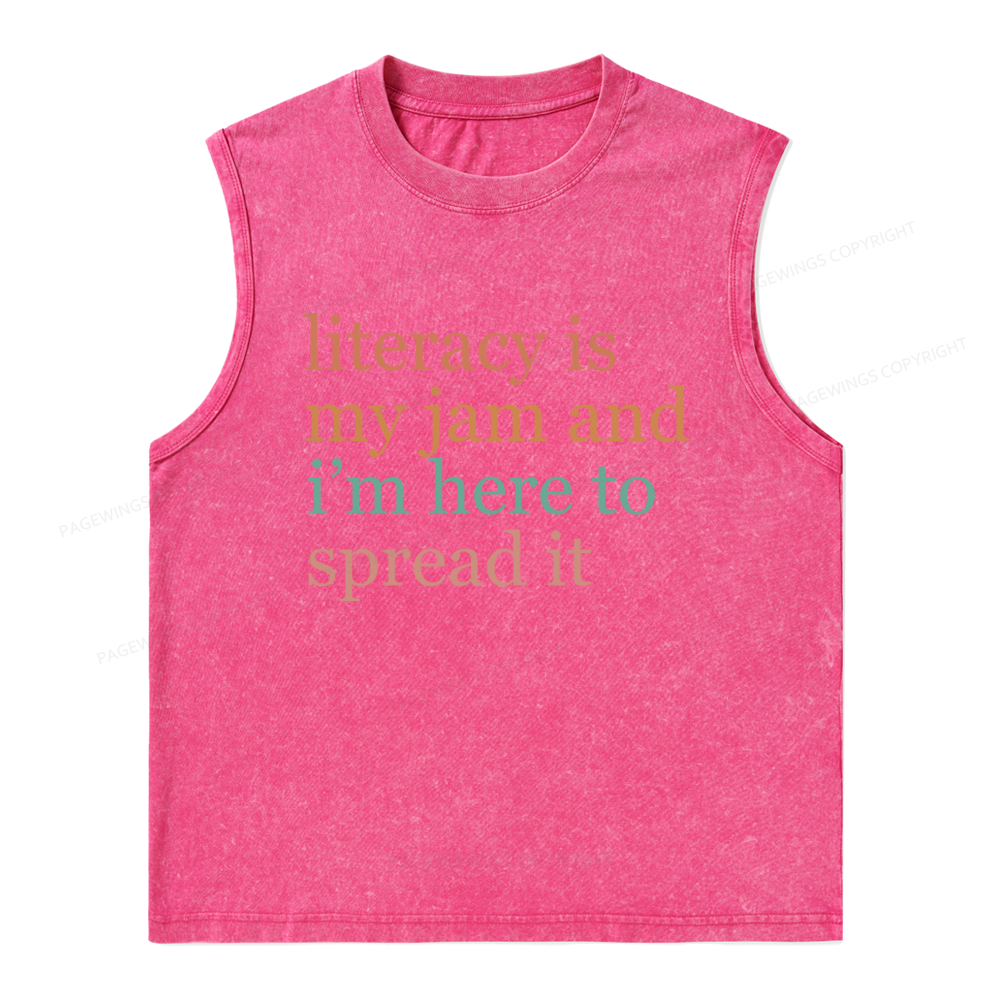Pagewings Literacy Is My Jam Unisex Washed Tank Top