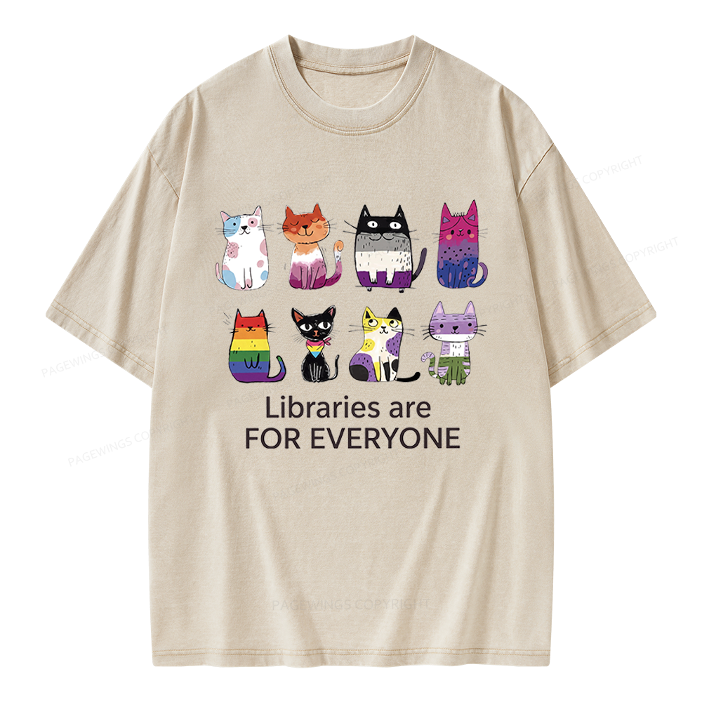 Pagewings Libraries Are For Everyone Unisex Washed T-shirt