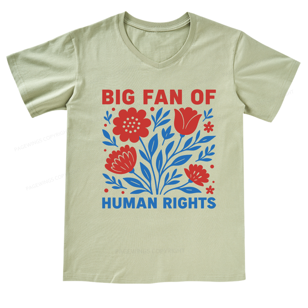 Pagewings Big Fan Of Human Rights V-neck T-shirt